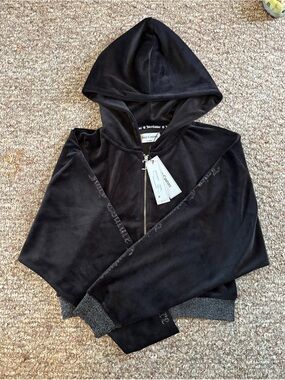 Juicy Couture Black Velour Hooded Zip Jacket